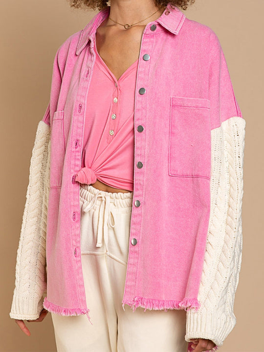 R&B | Kabelstrick Raw Hem Denim Jacke
