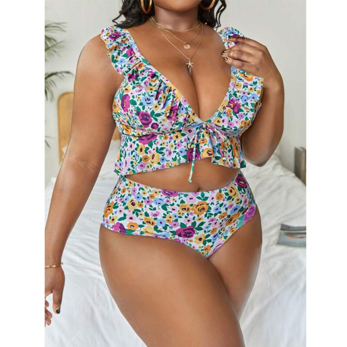 R&B | Großer bedruckter geteilter Bikini