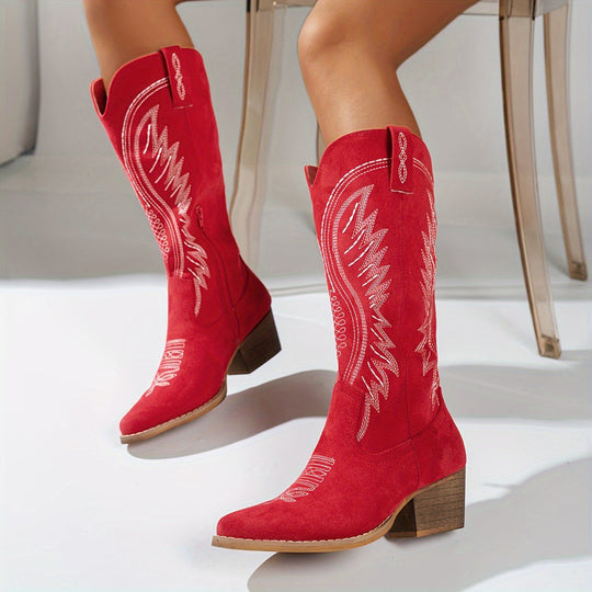 EmberGrace bestickte kniehohe Stiefel R&B