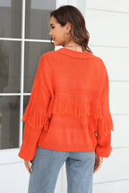 R&B | Fransenbesatz Offene Vorder-Cardigan