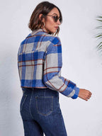 R&B | Karierter Knopf-Front-Jacke mit Taschen