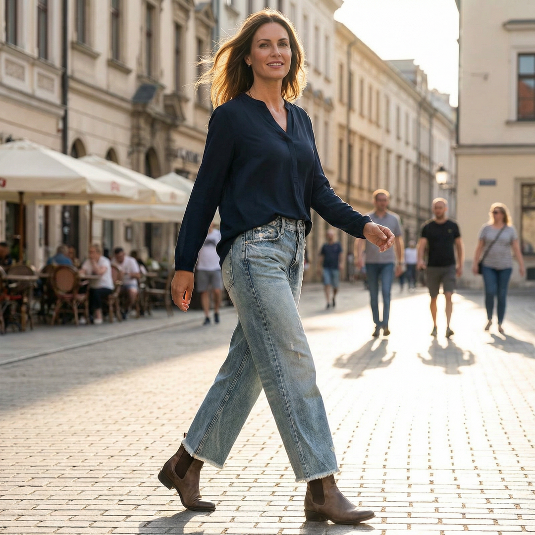 Damen Retro Jeans mit geradem Bein und kurzem Schnitt für Damen