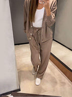 R&B | lässiges V-Ausschnitt Pullover- und Hose-Set