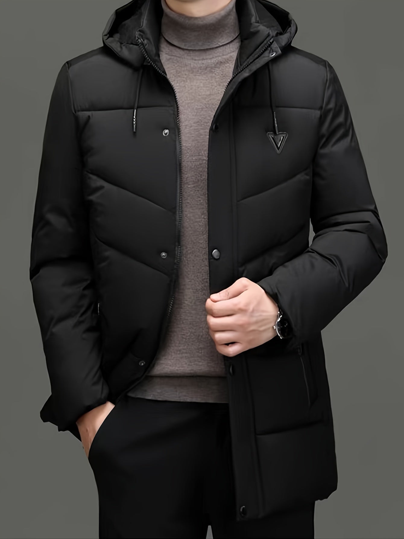 R&B | Warme Pufferjacke mit Kapuze Polyester Stil und Schutz