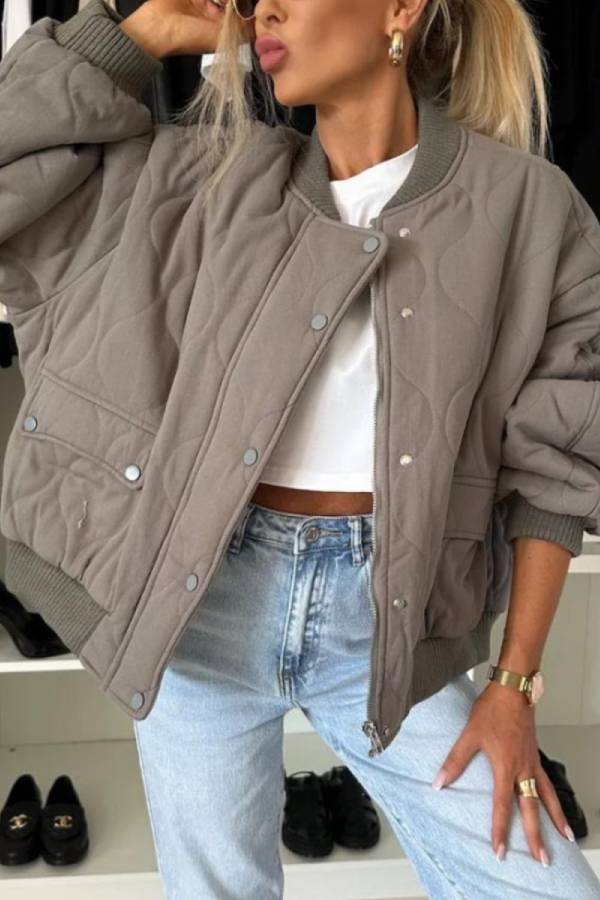 R&B | Kragen Snap Down Langarmjacke