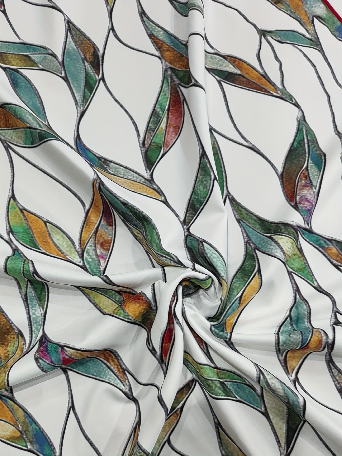 R&B | Sommerkleid mit Blättermuster Enganliegendes Midi-Kleid mit V-Ausschnitt
