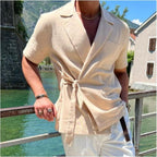 R&B | Leinen Anzug Revers Krawatte Hemd Jacke