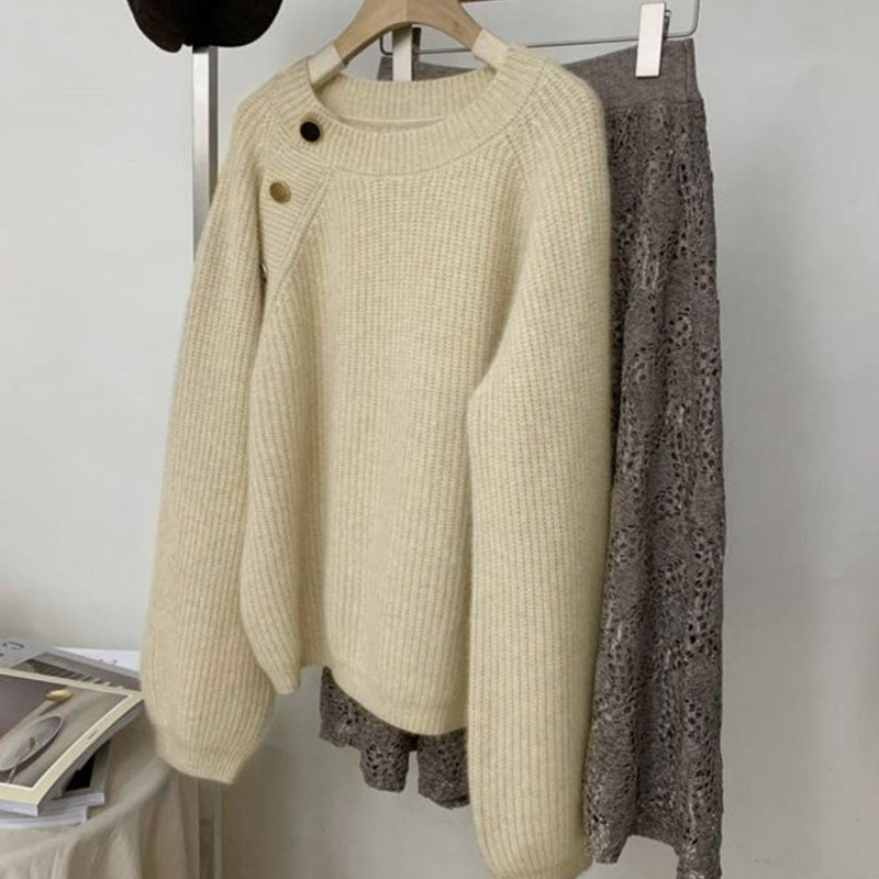 R&B | Strickpullover mit Dekorativen Knöpfen Weich und Elegant Einzigartiges Design
