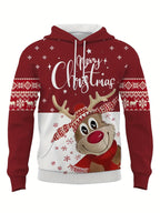 R&B | Hoodie mit Weihnachtsdruck Polyester Frohe Weihnachten Rentier Design