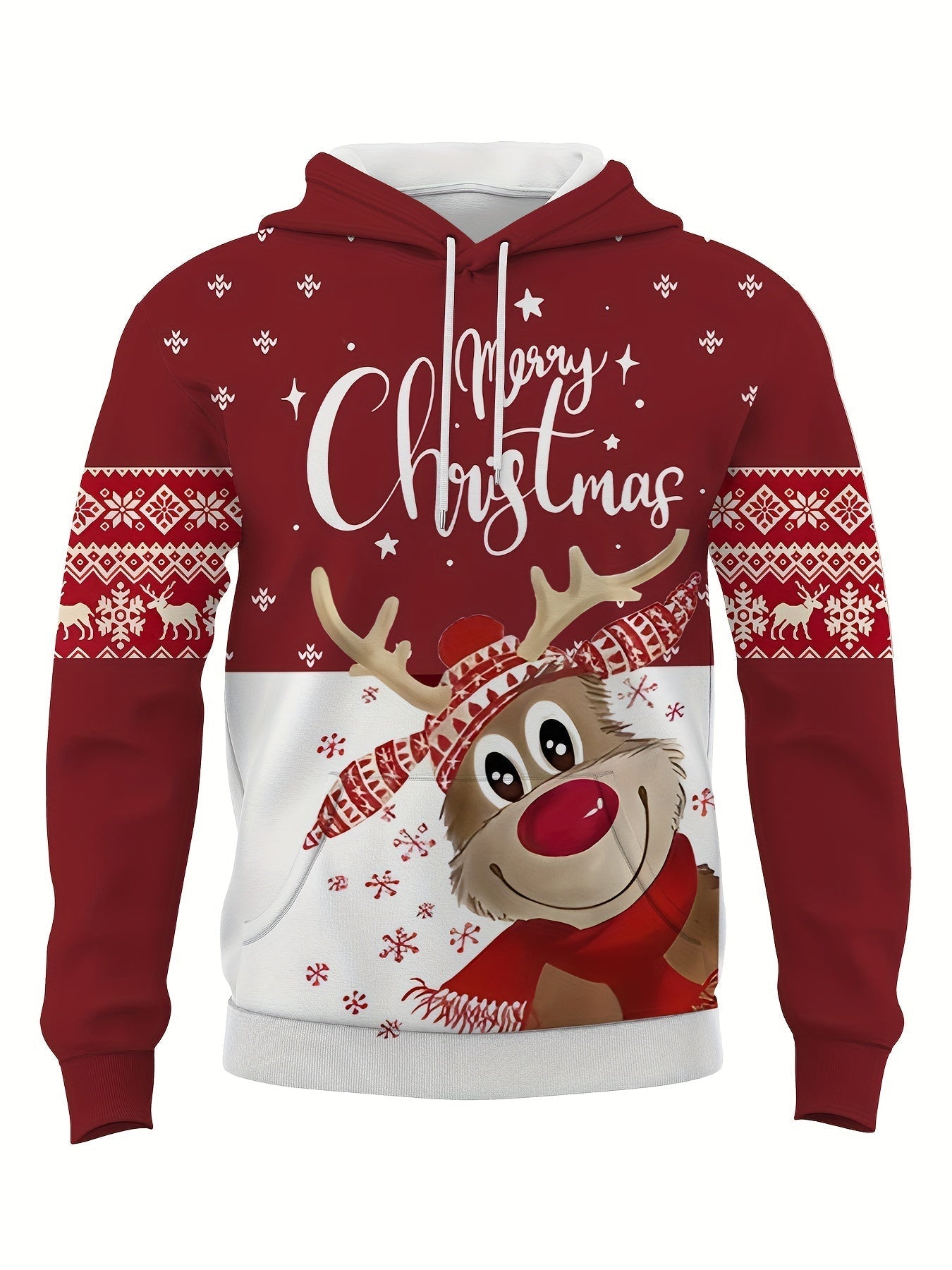R&B | Hoodie mit Weihnachtsdruck Polyester Frohe Weihnachten Rentier Design