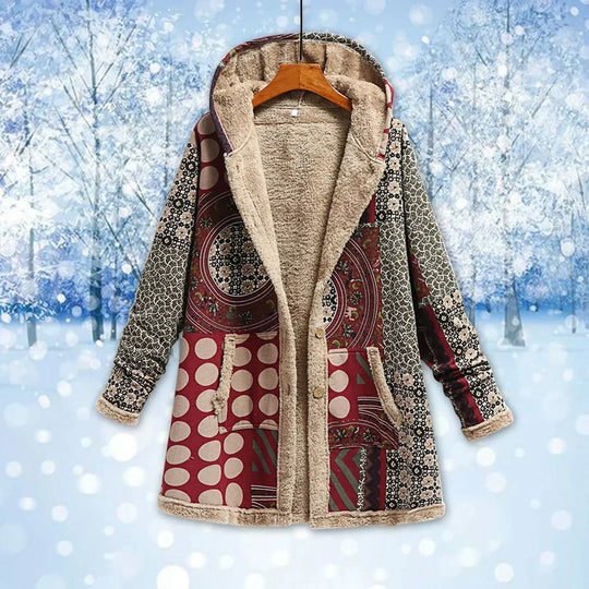 R&B | Fleecejacke Lässiger Schnitt Kapuze Patchwork Langes Modell
