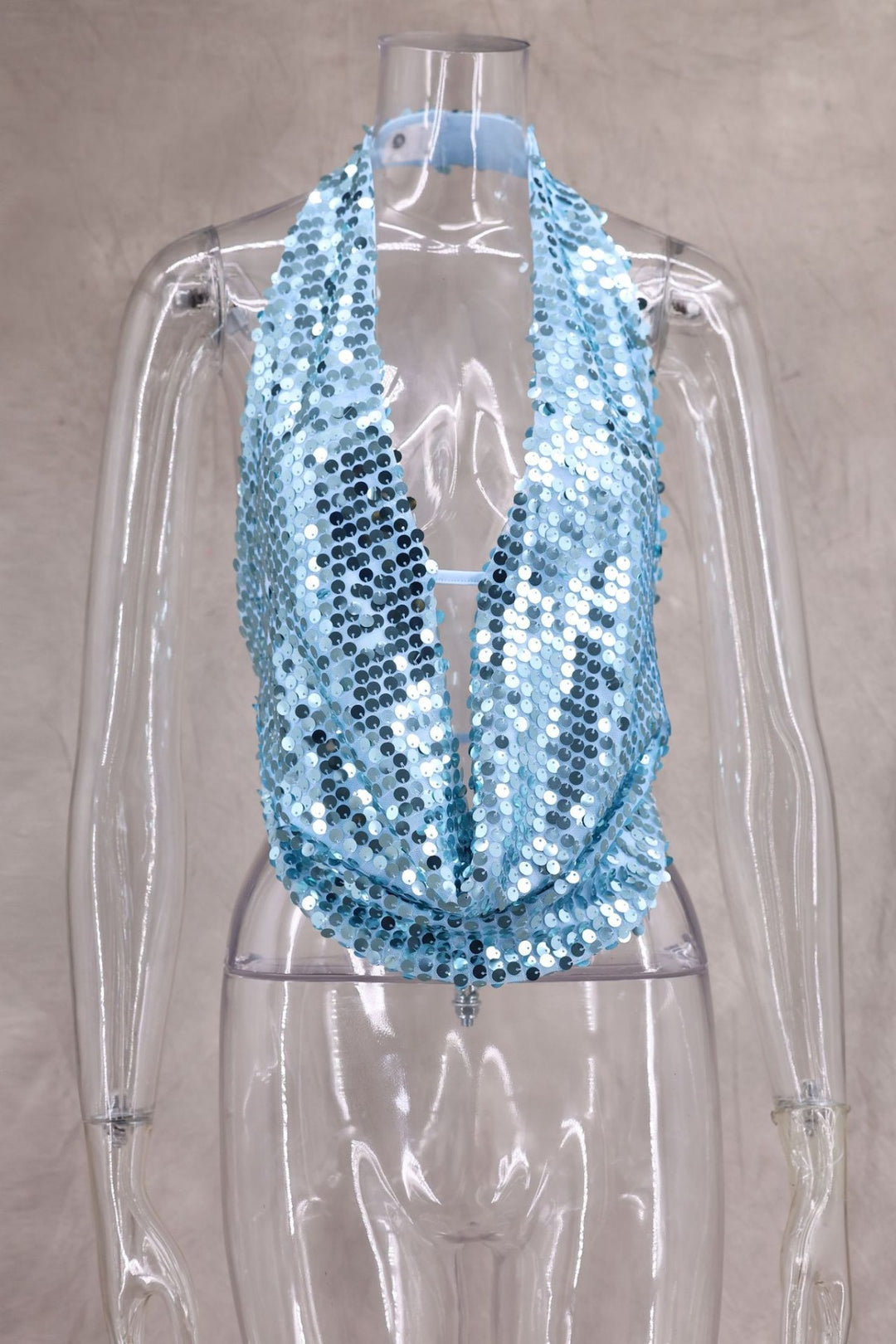 R&B | Tiefer V-Ausschnitt mit Pailletten, sexy Neckholder-Kleid