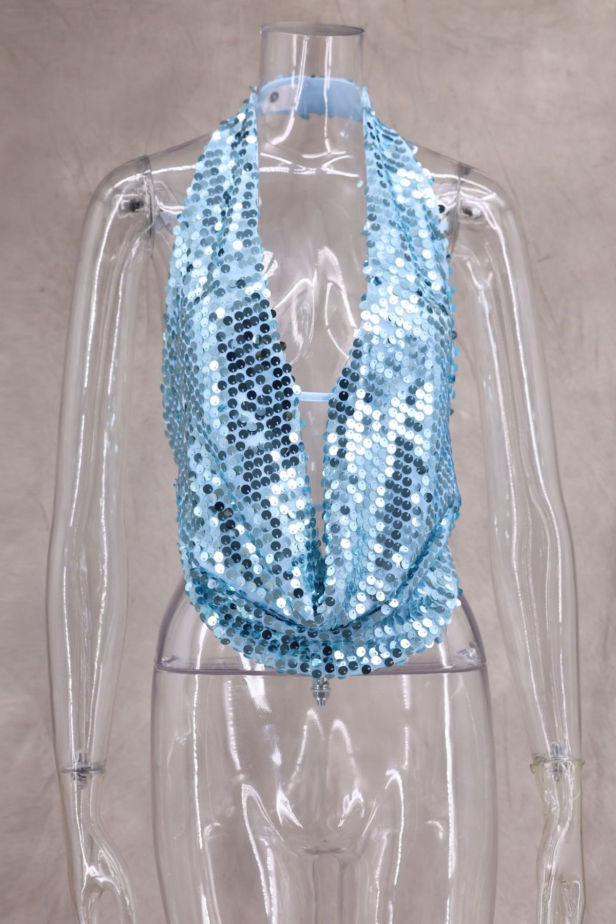 R&B | Tiefer V-Ausschnitt mit Pailletten, sexy Neckholder-Kleid