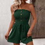 R&B | Einfarbige High-Waisted Tube Top Jumpsuit Shorts