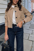 R&B | Button Down Crop Faux Suede Jacke
