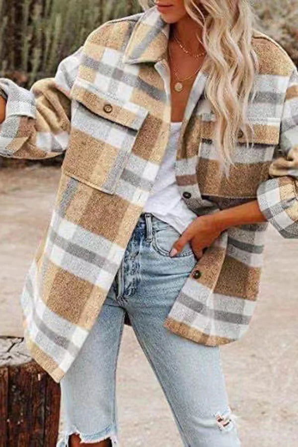 R&B | Karierte Jacke mit Taschen für Frauen