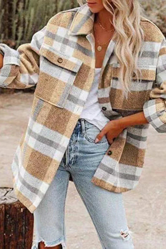 R&B | Karierte Jacke mit Taschen für Frauen