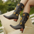 Boho-Inspirierte Damenstiefel im Sonnenblumen-Design R&B