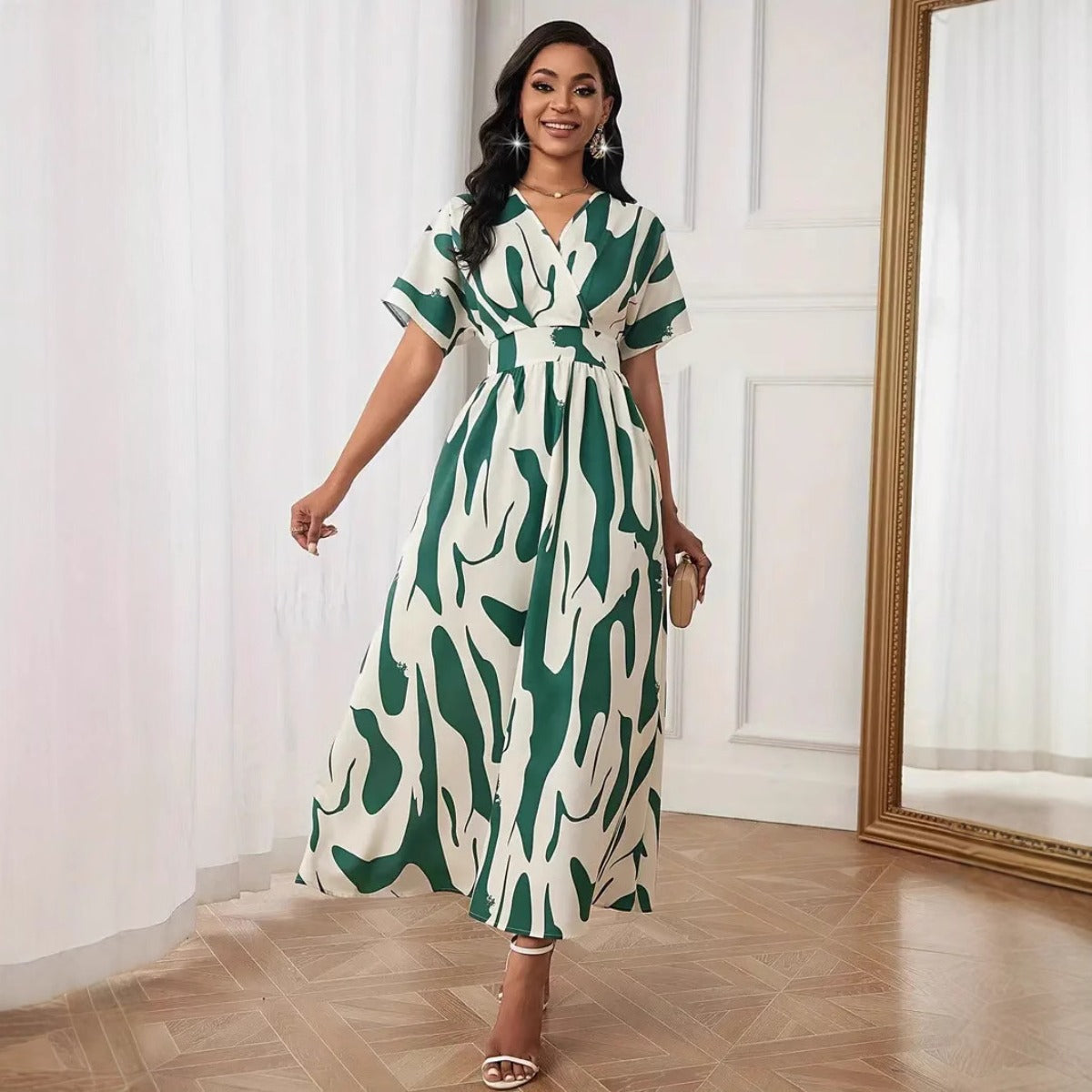 R&B | Damenkleid mit bedruckter Taille