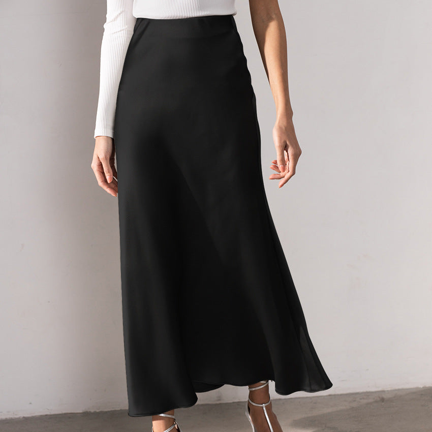 R&B | Stilvoller Rock mit Hoher Taille Seidiges Eis Seidenrock