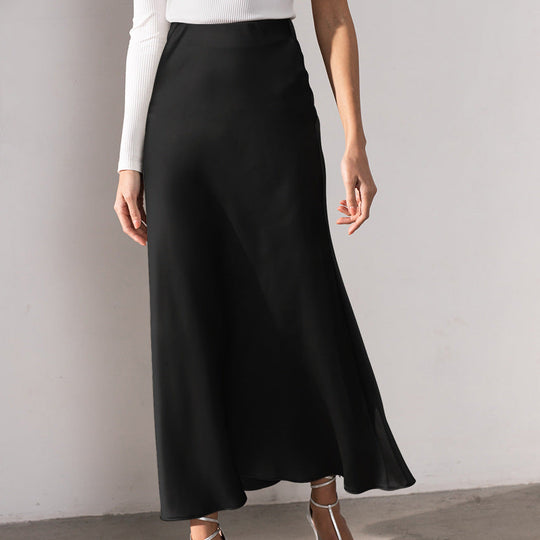 R&B | Stilvoller Rock mit Hoher Taille Seidiges Eis Seidenrock