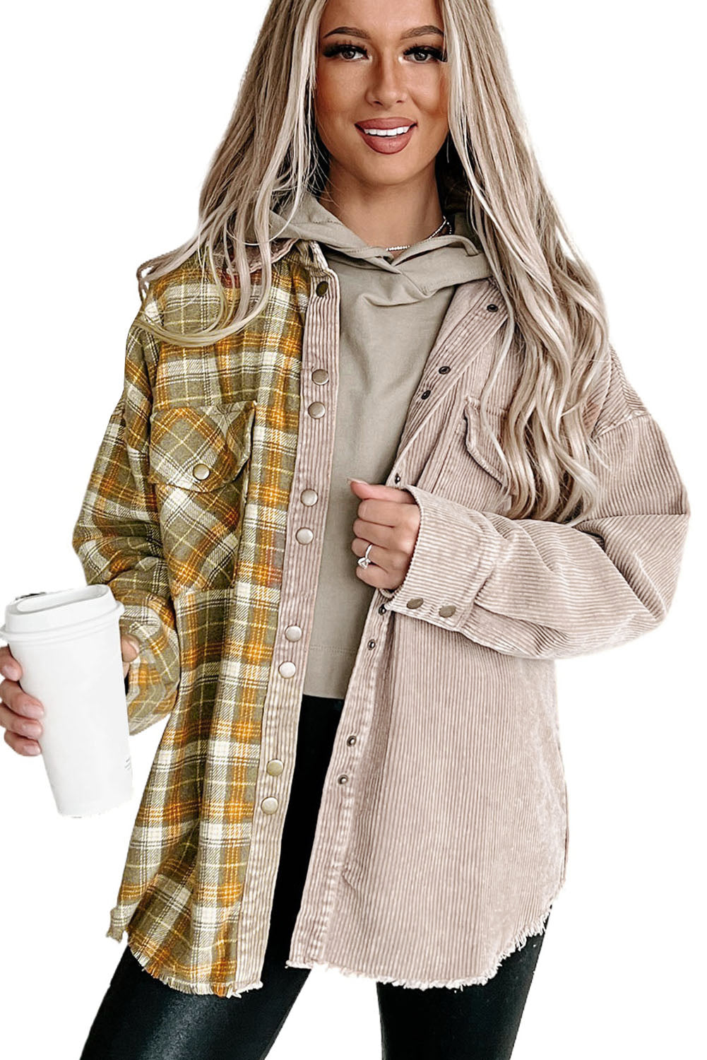 R&B | Zweiseitige Hemdjacke Karomuster und Corddesign Stil und Komfort