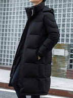 R&B | Lange Pufferjacke mit Kapuze Polyester Isolierend und Stilvoll
