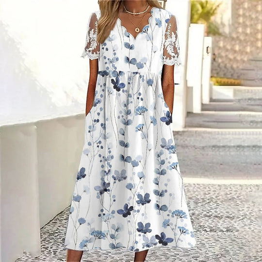 R&B | Pendelkleid mit Blumendruck und V-Ausschnitt