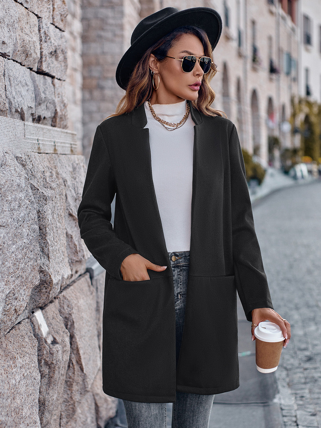 R&B | Offene Vorderseite Langarm Blazer