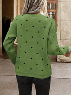 R&B | langärmliger poker-dot-pullover