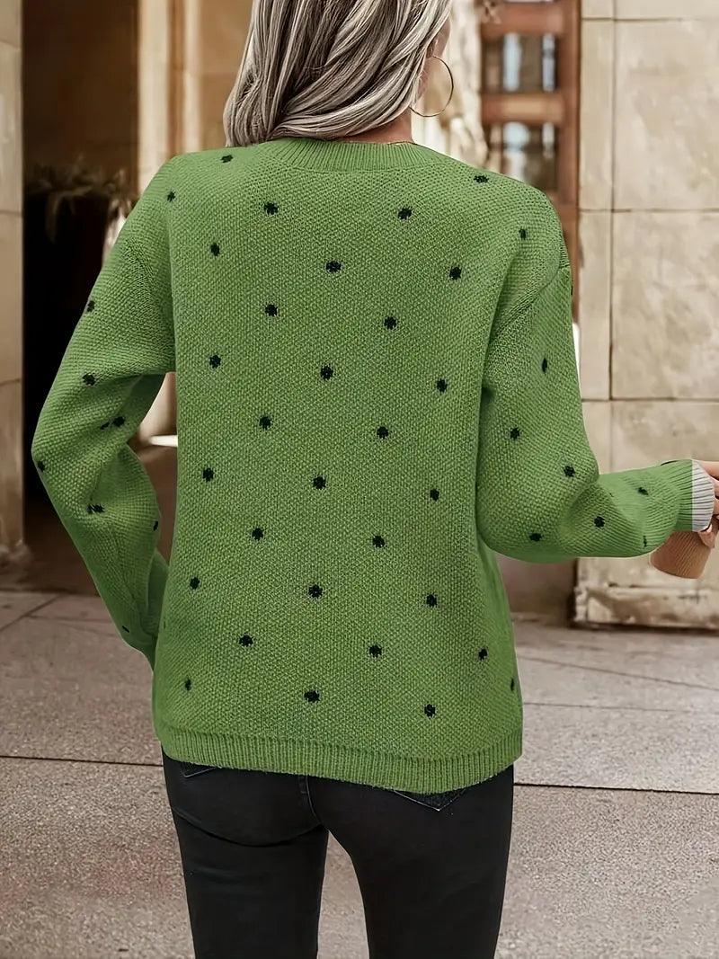 R&B | langärmliger poker-dot-pullover