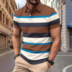 R&B | V-Ausschnitt Button Business Stripe Vielseitiges T-Shirt