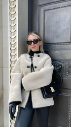 R&B | Leder Damenjacke mit Kunstpelz