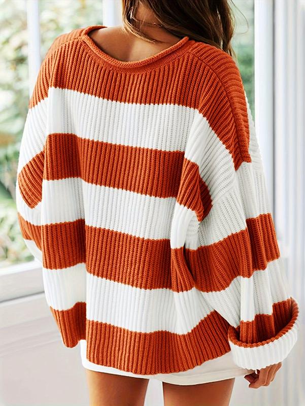 R&B | Strickpullover mit Streifen Lockerer Sitz Lässig und Komfortabel