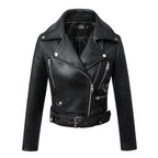 R&B | Damen Kunstleder Bikerjacke mit Gürtel