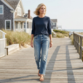 Damen Retro Jeans mit geradem Bein und kurzem Schnitt für Damen