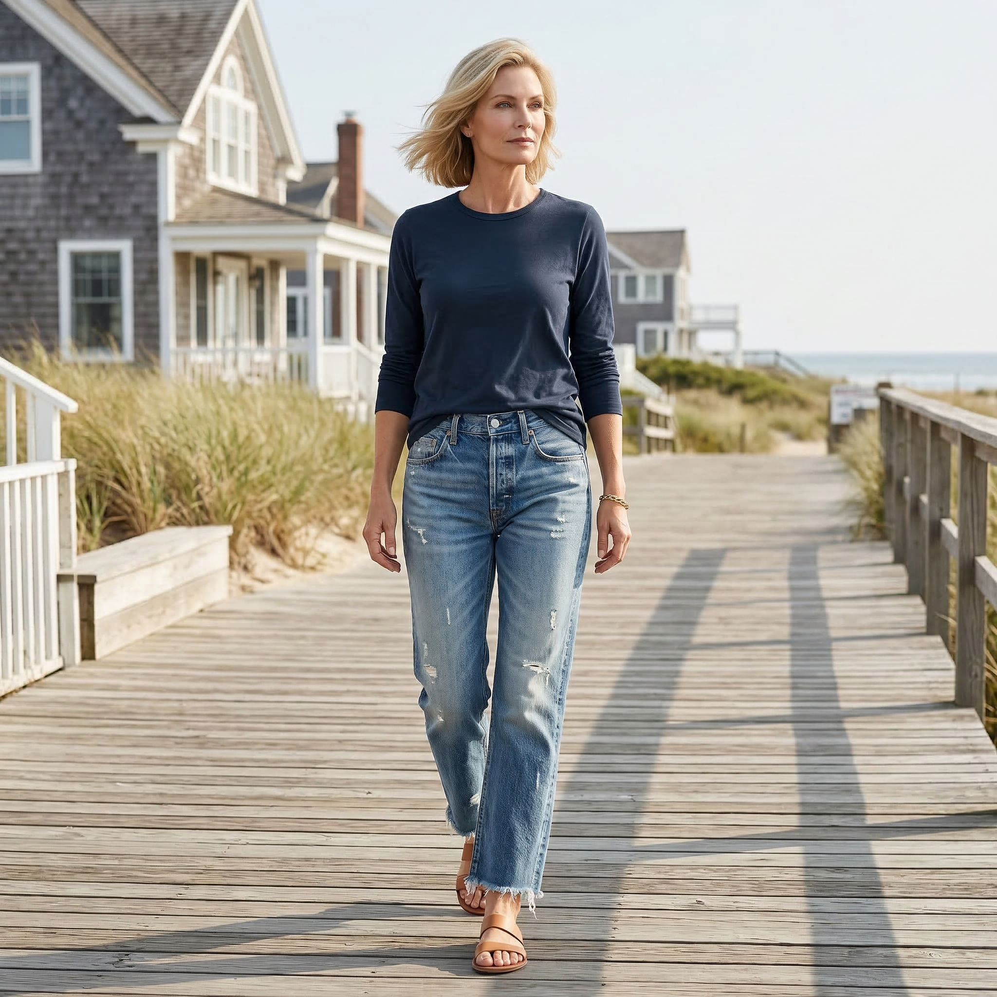 Damen Retro Jeans mit geradem Bein und kurzem Schnitt für Damen