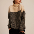 R&B | Strickpullover mit Hohem Kragen Grafisches Muster und Weiche Qualität Elegant und Warm