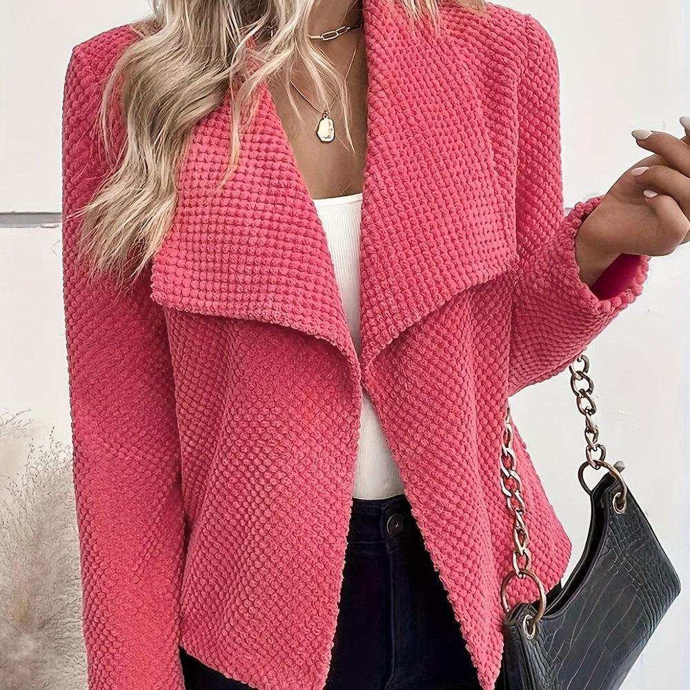 R&B | Wassermelone Langärmelige Einfarbige Strickjacke