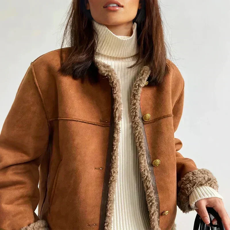 R&B | mittellange Winterjacke mit Doppelreiher für Frauen