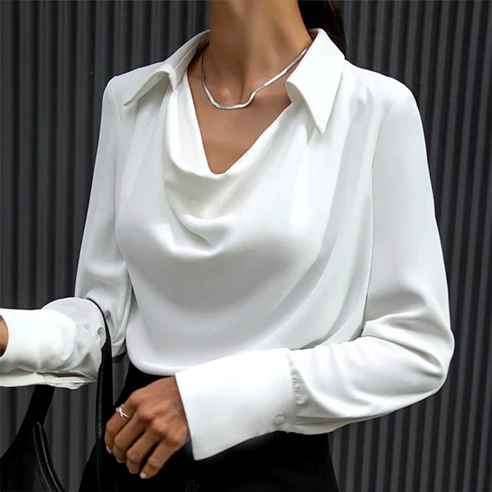R&B | Lange Ärmel Satin Bluse