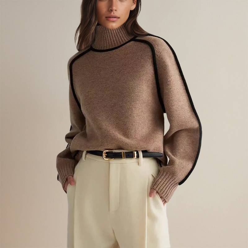 R&B | Stylischer Gestreifter Rollkragenpullover