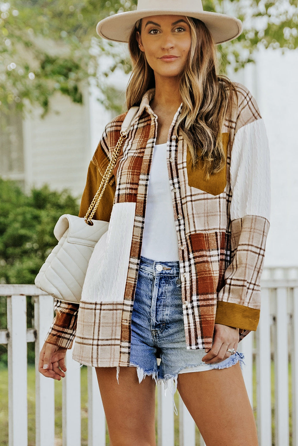 R&B | Gitterhemde mit Patchwork-details Baumwollmischung Perfekt für Layering