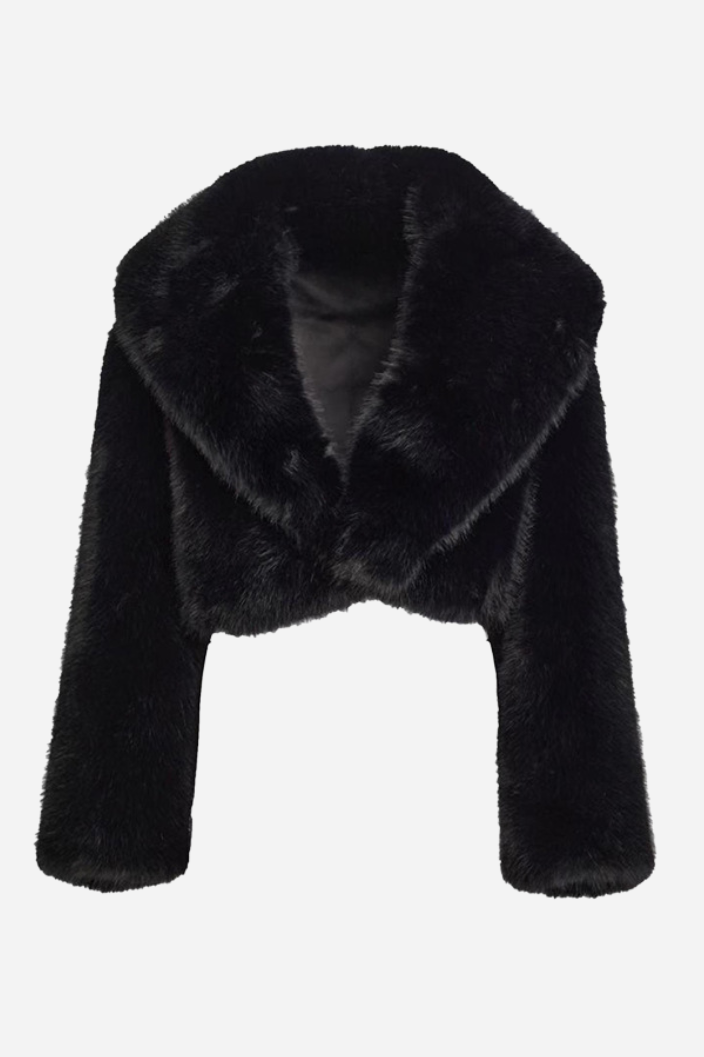 R&B | Gekürzte Schal-Kragen Kunstpelzjacke