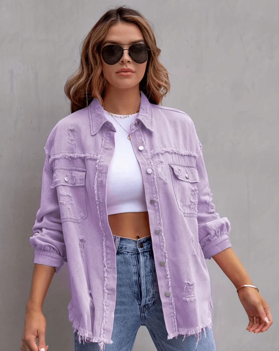R&B | Gerissene Übergrösse Denim-Jacke
