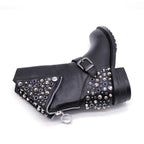 R&B | Bikerstiefel für Damen mit Schnalle Silberne Nieten