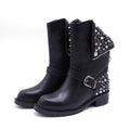 R&B | Bikerstiefel für Damen mit Schnalle Silberne Nieten