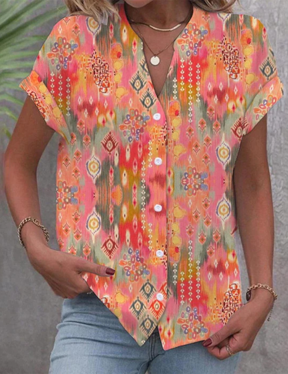 R&B | Damen Kurzarm Bluse Party