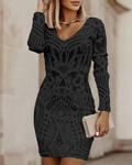 R&B | Damen Schwarz Strickkleid Mini
