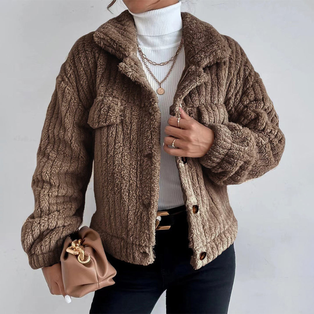 R&B | Damen Button-Down Sherpa Jacke